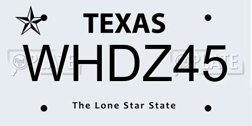 WHDZ45 Texas License Plate