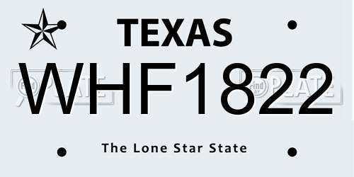 WHF1822 Texas License Plate