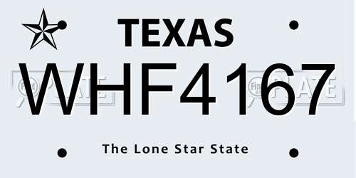 WHF4167 Texas License Plate