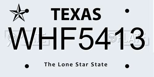 WHF5413 Texas License Plate