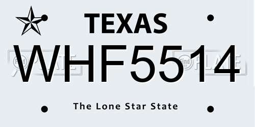 WHF5514 Texas License Plate