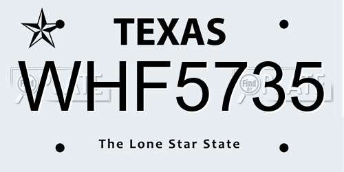 WHF5735 Texas License Plate