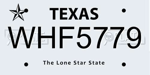 WHF5779 Texas License Plate