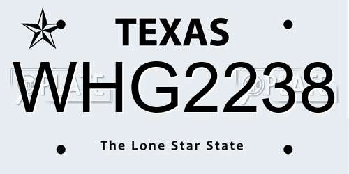 WHG2238 Texas License Plate