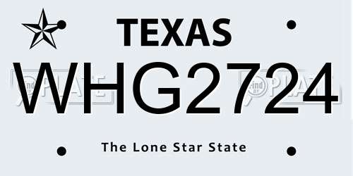 WHG2724 Texas License Plate