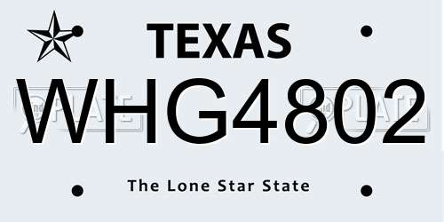 WHG4802 Texas License Plate