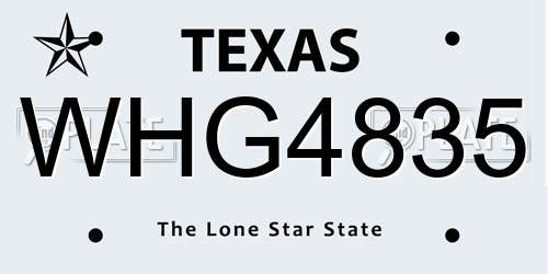 WHG4835 Texas License Plate