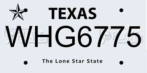 WHG6775 Texas License Plate
