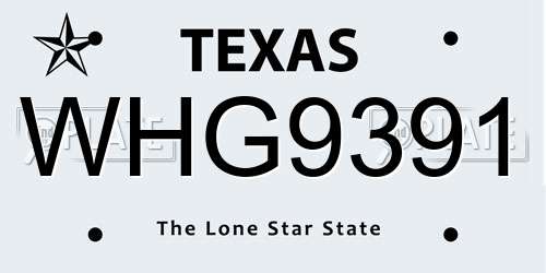 WHG9391 Texas License Plate