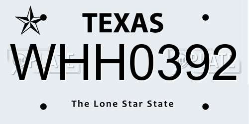 WHH0392 Texas License Plate