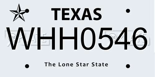 WHH0546 Texas License Plate