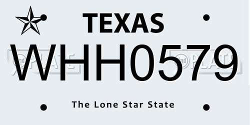 WHH0579 Texas License Plate
