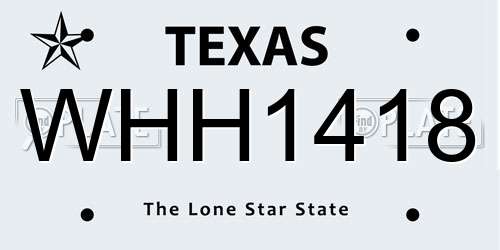 WHH1418 Texas License Plate
