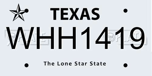 WHH1419 Texas License Plate