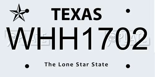 WHH1702 Texas License Plate
