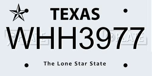 WHH3977 Texas License Plate