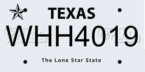 WHH4019 Texas License Plate