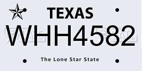 WHH4582 Texas License Plate