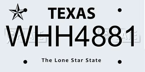 WHH4881 Texas License Plate