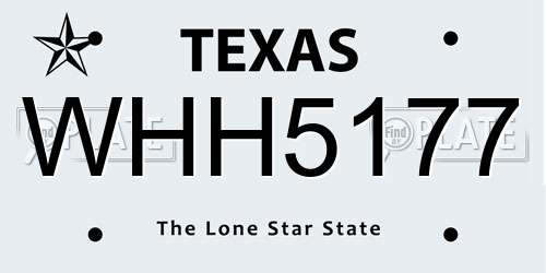WHH5177 Texas License Plate