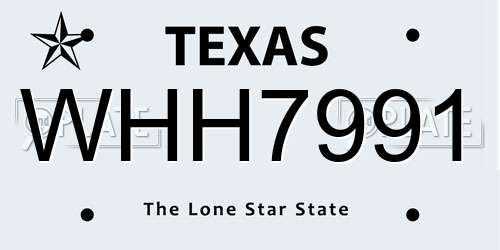 WHH7991 Texas License Plate
