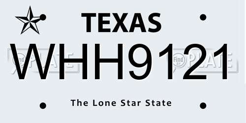 WHH9121 Texas License Plate