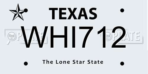 WHI712 Texas License Plate