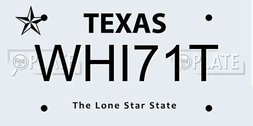 WHI71T Texas License Plate