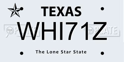 WHI71Z Texas License Plate
