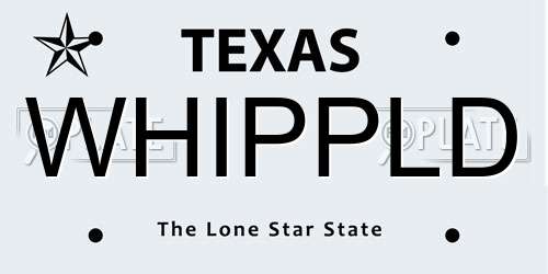 WHIPPLD Texas License Plate