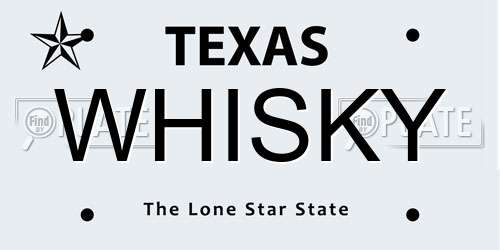WHISKY Texas License Plate