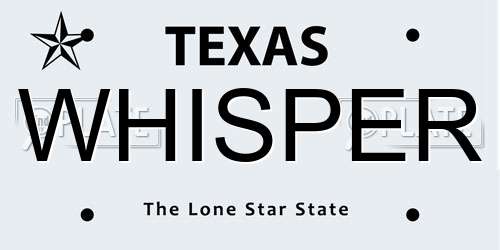 WHISPER Texas License Plate