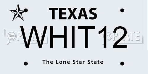 WHIT12 Texas License Plate