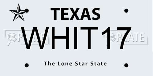 WHIT17 Texas License Plate