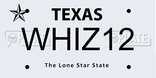 WHIZ12 Texas License Plate