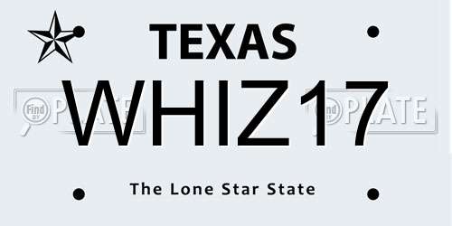 WHIZ17 Texas License Plate