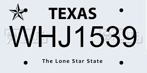 WHJ1539 Texas License Plate