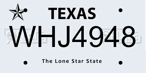 WHJ4948 Texas License Plate