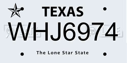 WHJ6974 Texas License Plate