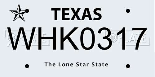 WHK0317 Texas License Plate