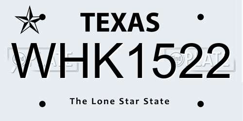 WHK1522 Texas License Plate