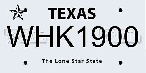WHK1900 Texas License Plate
