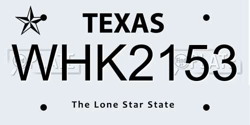 WHK2153 Texas License Plate