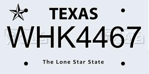 WHK4467 Texas License Plate