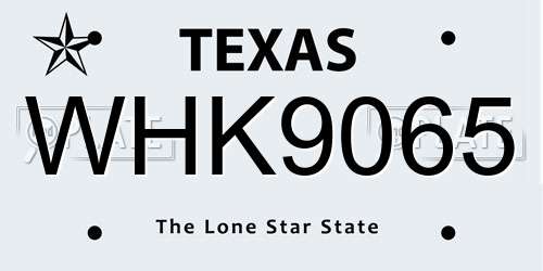 WHK9065 Texas License Plate
