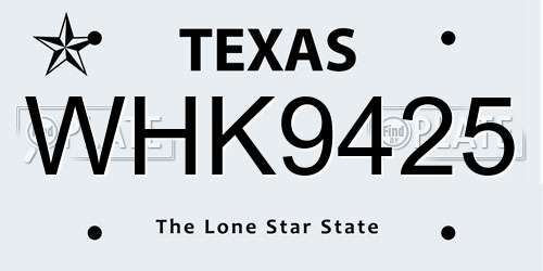 WHK9425 Texas License Plate