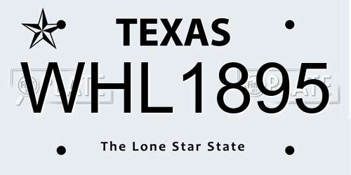 WHL1895 Texas License Plate