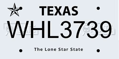 WHL3739 Texas License Plate