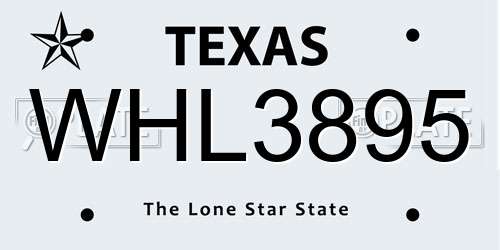 WHL3895 Texas License Plate