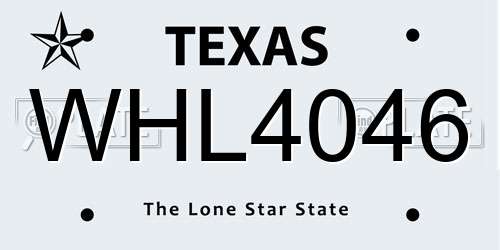 WHL4046 Texas License Plate